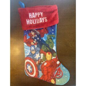 Marvel Avengers Christmas stocking Happy Holidays red and blue 17"